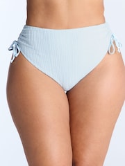 Azul - Boux Avenue Amalfi Texture Ruched High Waist Bikini Briefs - Imagem 1 de 2