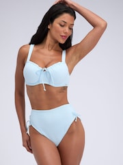 Boux Avenue Blue Amalfi Texture Ruched High Waist Bikini Briefs - Image 3 of 4