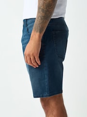 Steel Blue Straight Fit Stretch Denim Shorts - Image 3 of 6
