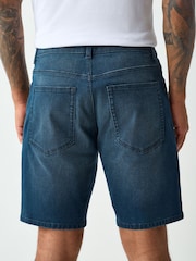 Steel Blue Straight Fit Stretch Denim Shorts - Image 4 of 6