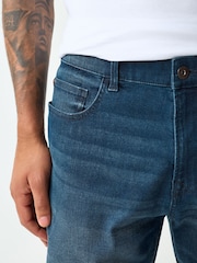 Steel Blue Straight Fit Stretch Denim Shorts - Image 5 of 6