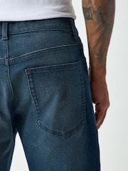 Steel Blue Straight Fit Stretch Denim Shorts - Image 6 of 6