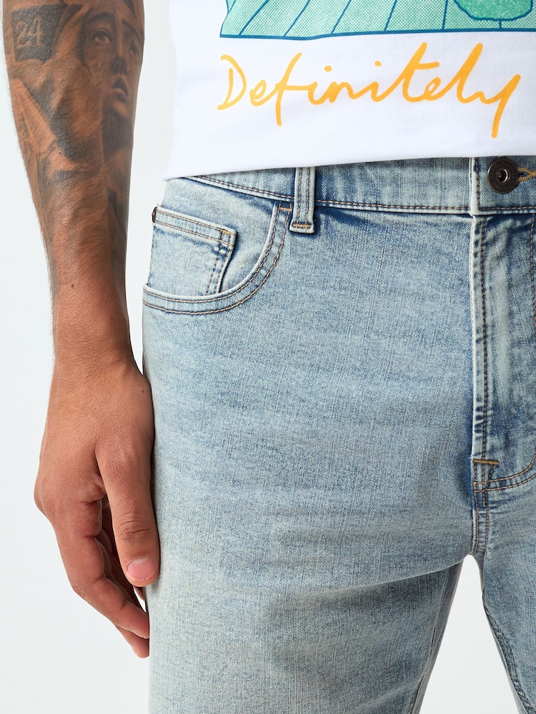 Vintage Blue Slim Fit Stretch Denim Shorts - Image 5 of 5 Vintage Blue Slim Fit Stretch Denim Shorts - Image 5 of 5