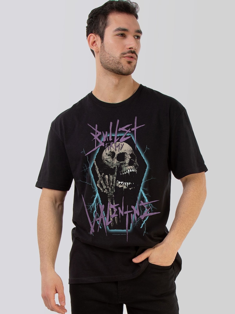 Brands In Black Bullet For My Valentine Skull Music T-Shirt - Image 1 of 4