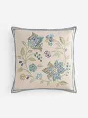 Nina Campbell Blue Floral Embroidered Cushion - Image 1 of 2
