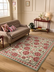 Nina Campbell Red Suzanni Floral Wool Tufted Rug - Image 1 of 5