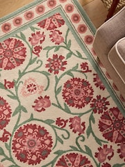 Nina Campbell Red Suzanni Floral Wool Tufted Rug - Image 3 of 5