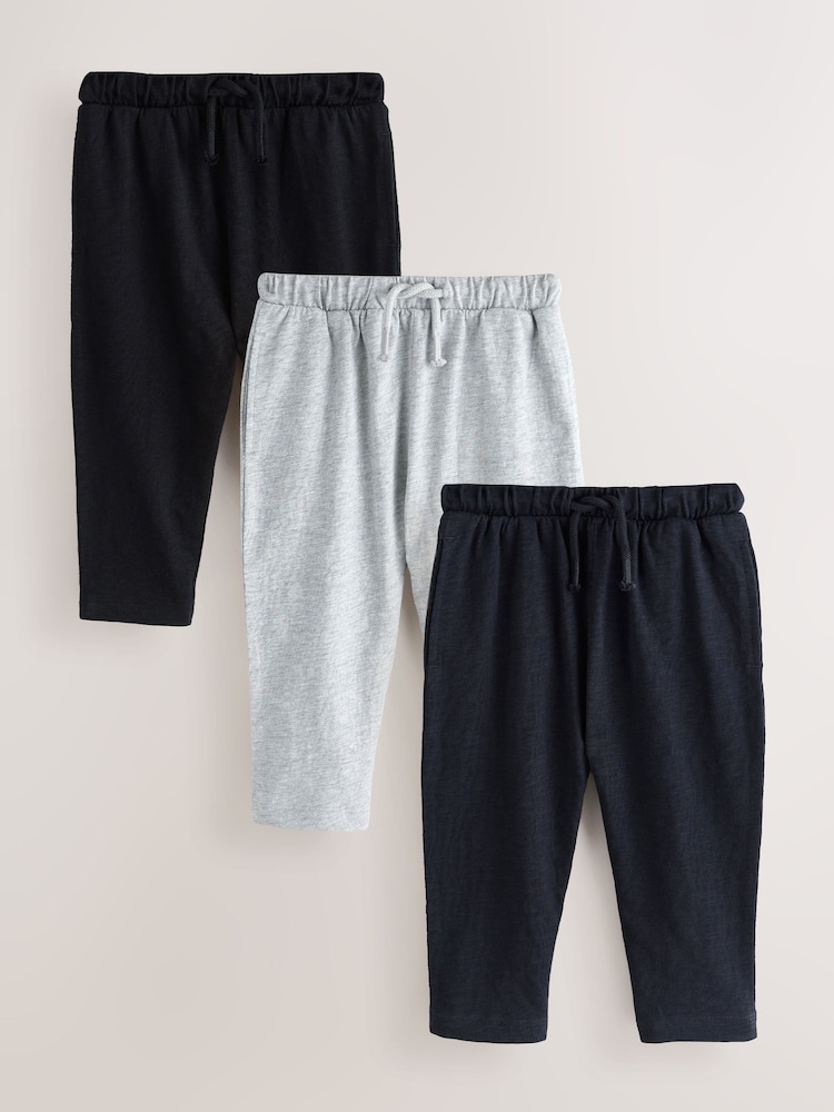 Black/ Navy Blue/ Grey Lightweight Joggers 3PK (3mths-7yrs) - Image 1 of 7