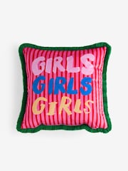 Eleanor Bowmer Pink Embroidered Velvet Cushion - Image 2 of 7