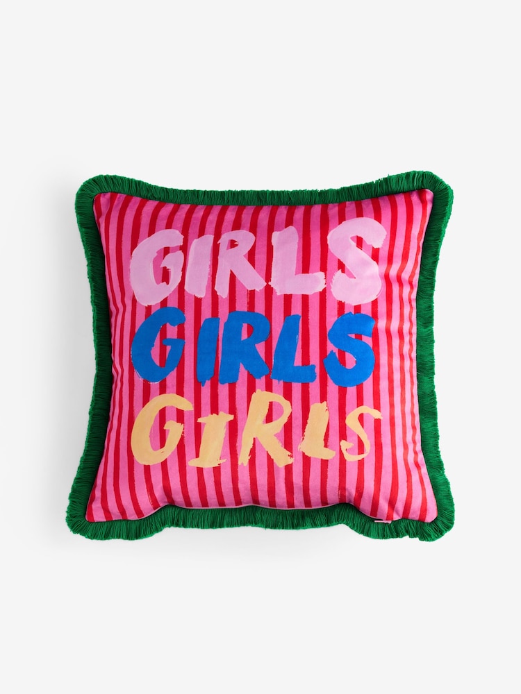 Eleanor Bowmer Pink Embroidered Velvet Cushion - Image 2 of 7 Eleanor Bowmer Pink Embroidered Velvet Cushion - Image 2 of 7