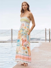Forever New Cream Amari Contains Linen Midi Dress - Image 1 of 5