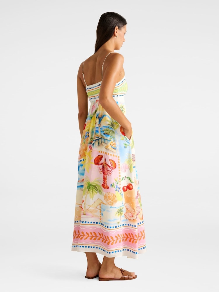 Forever New Cream Amari Contains Linen Midi Dress - Image 2 of 5