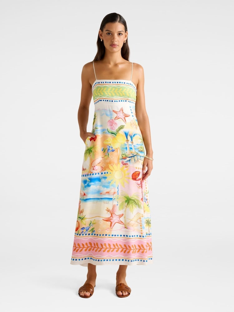 Forever New Cream Amari Contains Linen Midi Dress - Image 5 of 5