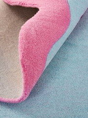 Eleanor Bowmer Blue Wiggle Border Wool Tufted Rug - Image 4 of 5