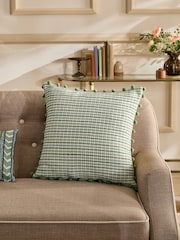 Nina Campbell Green Woven Pom Cushion - Image 2 of 5
