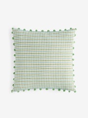 Nina Campbell Green Woven Pom Cushion - Image 5 of 5