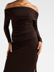 Forever New Brown Mia Mesh Maxi Skirt - Image 3 of 5