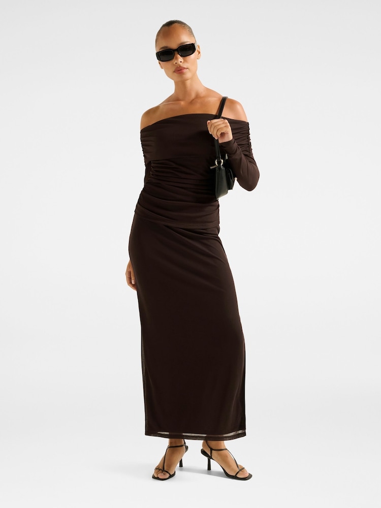 Forever New Brown Mia Mesh Maxi Skirt - Image 5 of 5