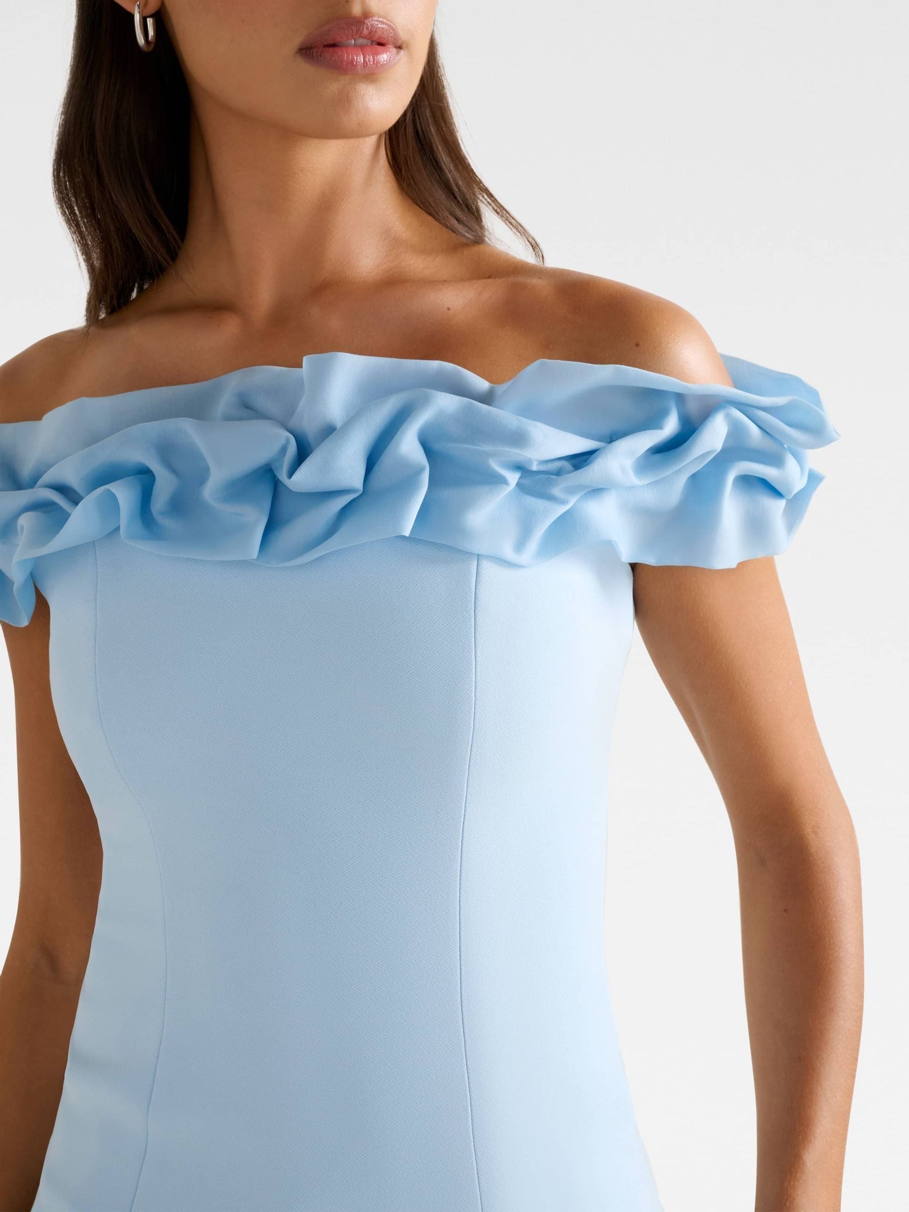 Buy Forever New Blue Stephanie Ruffle Crepe Bustier Top from