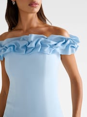 Forever New Blue Stephanie Ruffle Crepe Bustier Top - Image 3 of 5