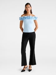 Forever New Blue Stephanie Ruffle Crepe Bustier Top - Image 5 of 5