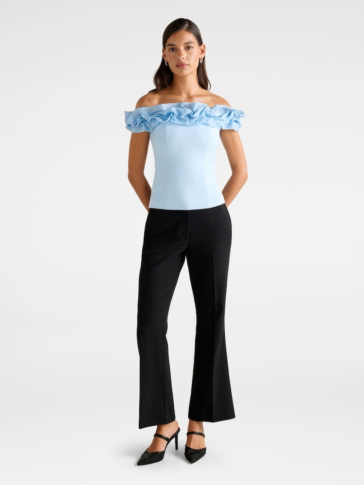Forever New Blue Stephanie Ruffle Crepe Bustier Top - Image 5 of 5