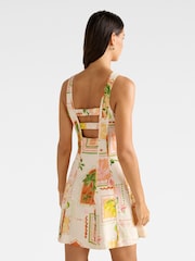 Forever New Cream Mini Fran Fit & Flare Dress Contains Linen - Image 2 of 5