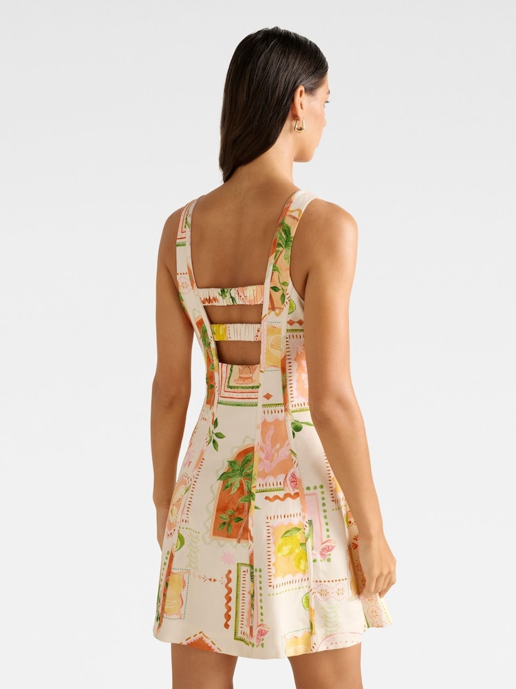 Forever New Cream Mini Fran Fit & Flare Dress Contains Linen - Image 2 of 5