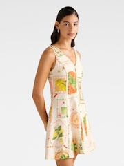 Forever New Cream Mini Fran Fit & Flare Dress Contains Linen - Image 4 of 5