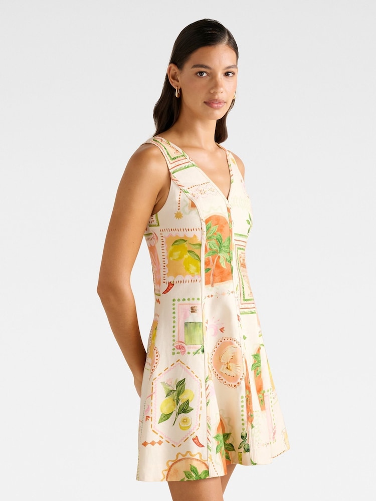 Buy Forever New Cream Mini Fran Fit & Flare Dress Contains Linen from Next  Denmark