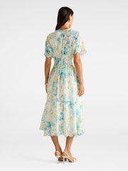 Forever New Cream Eve Contains Linen Scallop Trim Midi Dress - Image 2 of 4