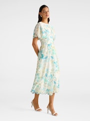 Forever New Cream Eve Contains Linen Scallop Trim Midi Dress - Image 4 of 4