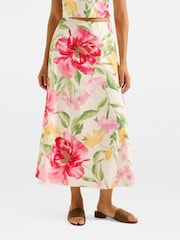 Forever New Cream Talia Printed Midi Skirt - Image 1 of 5