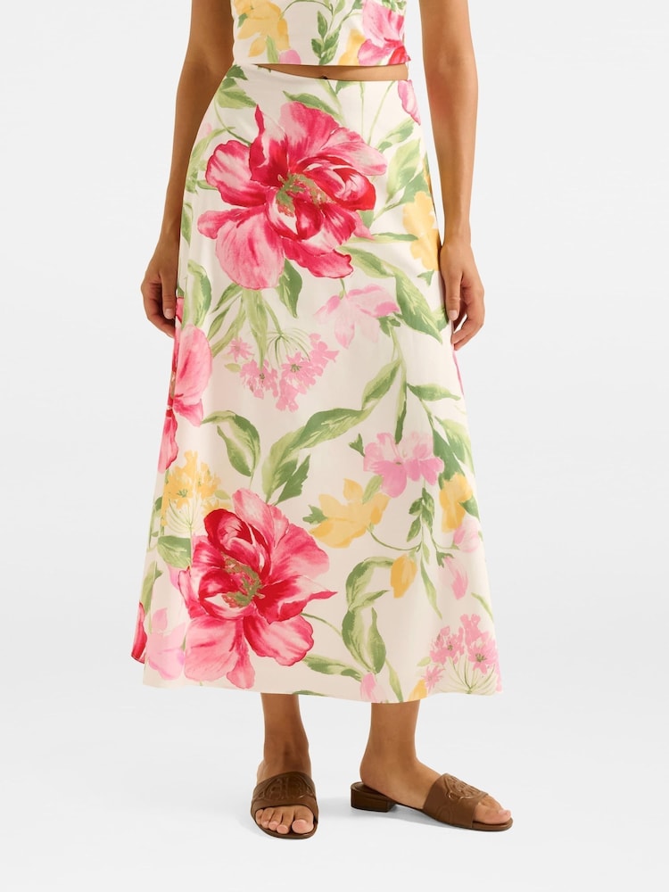 Forever New Cream Talia Printed Midi Skirt - Image 1 of 5