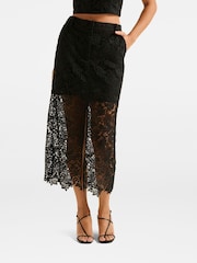 Forever New Black Lana Lace Midi Skirt - Image 1 of 5