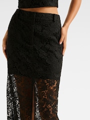 Forever New Black Lana Lace Midi Skirt - Image 3 of 5