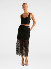 Forever New Black Lana Lace Midi Skirt - Image 5 of 5