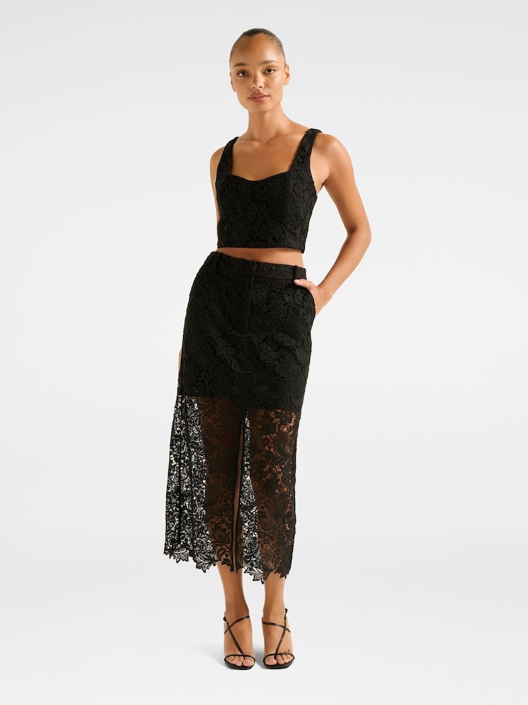 Forever New Black Lana Lace Midi Skirt - Image 5 of 5