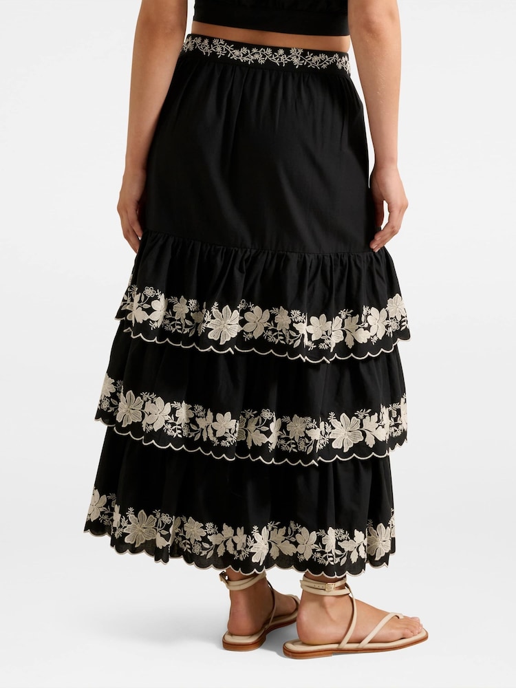 Forever New Black Blaire Embroidery Maxi Skirt - Image 2 of 5