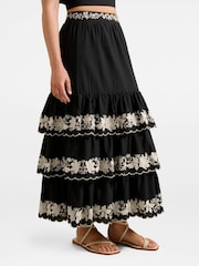 Forever New Black Blaire Embroidery Maxi Skirt - Image 4 of 5