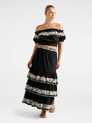 Forever New Black Blaire Embroidery Maxi Skirt - Image 5 of 5