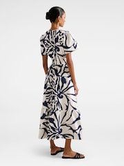 Forever New Blue Pure Linen Eleanor Petite Short Sleeves Midi Dress - Image 2 of 4