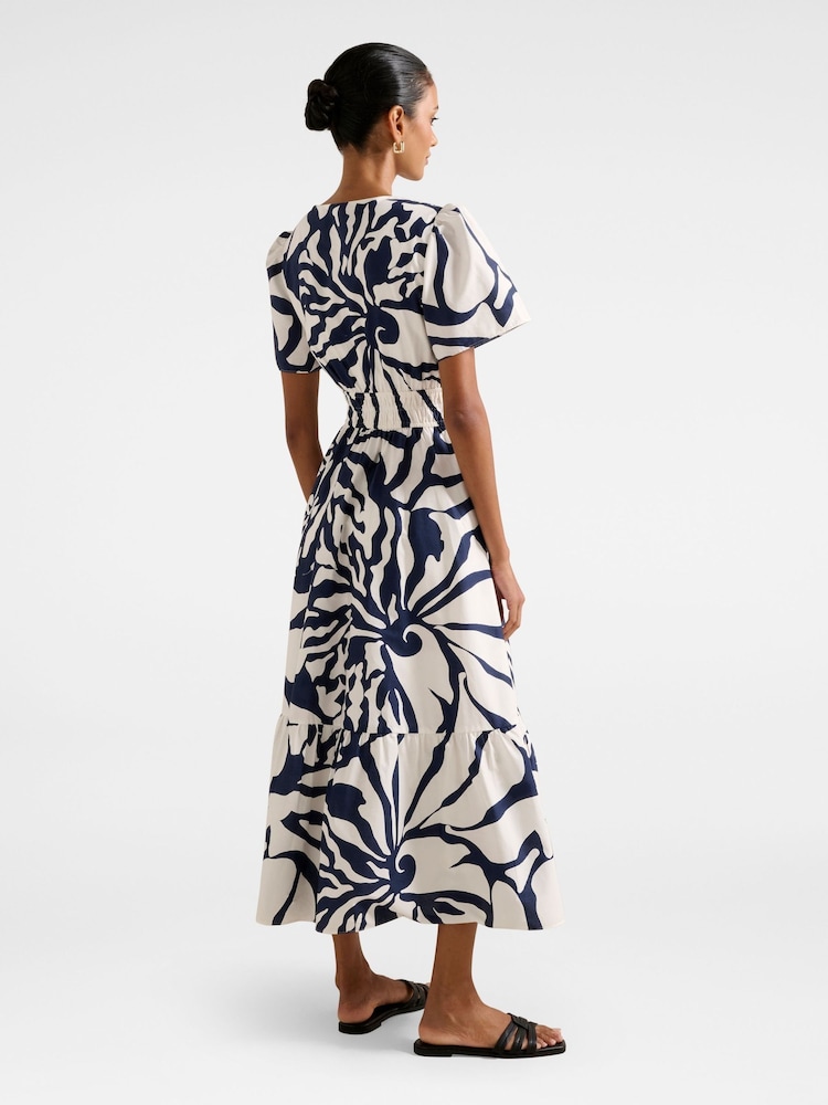 Forever New Blue Pure Linen Eleanor Petite Short Sleeves Midi Dress - Image 2 of 4