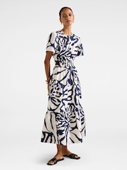 Forever New Blue Pure Linen Eleanor Petite Short Sleeves Midi Dress - Image 4 of 4