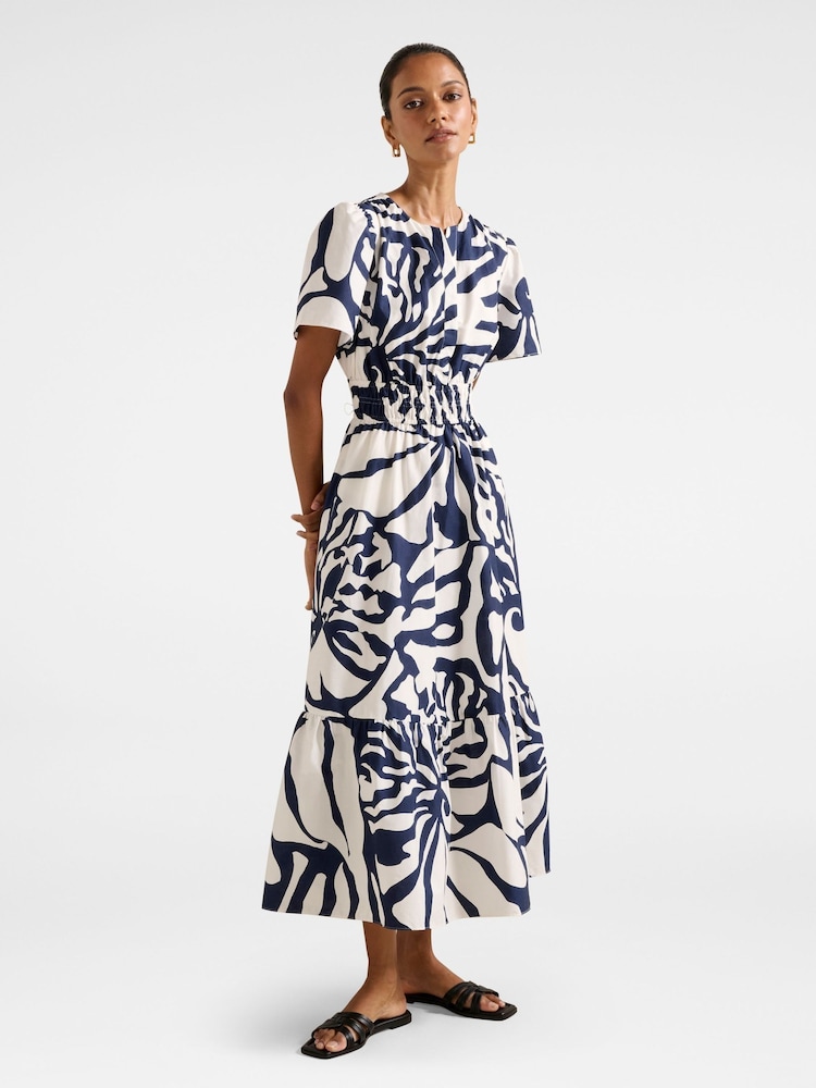 Forever New Blue Pure Linen Eleanor Petite Short Sleeves Midi Dress - Image 4 of 4