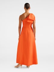 Forever New Orange Danni Asymmetrical Linen Blend Bow Midi Dress - Image 2 of 4