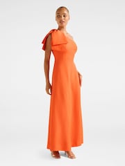 Forever New Orange Danni Asymmetrical Linen Blend Bow Midi Dress - Image 4 of 4