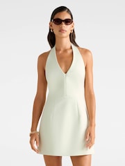 Forever New Green Ricki Halter Neck Hook and Eye Mini Dress - Image 1 of 5