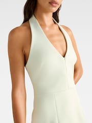 Forever New Green Ricki Halter Neck Hook and Eye Mini Dress - Image 3 of 5