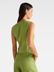 Forever New Green Pure Linen Posey Square Neck Waistcoat - Image 2 of 5